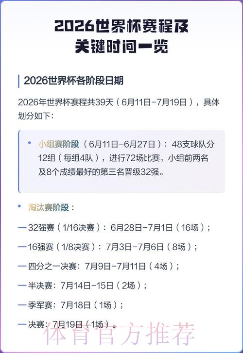 2026世界杯每日赛程详细安排最新时间表在哪里看